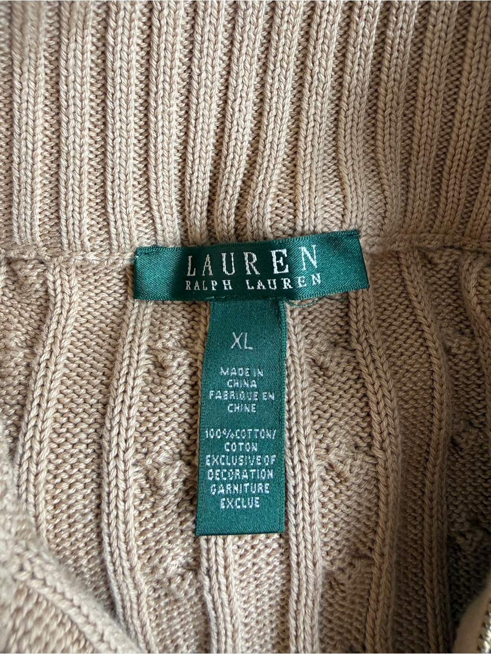 Lauren Ralph Lauren Metallic
Gold Cable Knit Zippered Cardigan Sweater - Picture 8 of 8